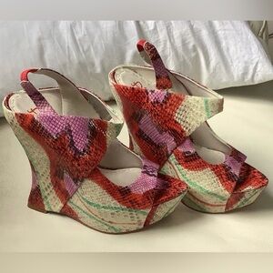 Alice + Olivia Multicolor Snakeskin Wedges